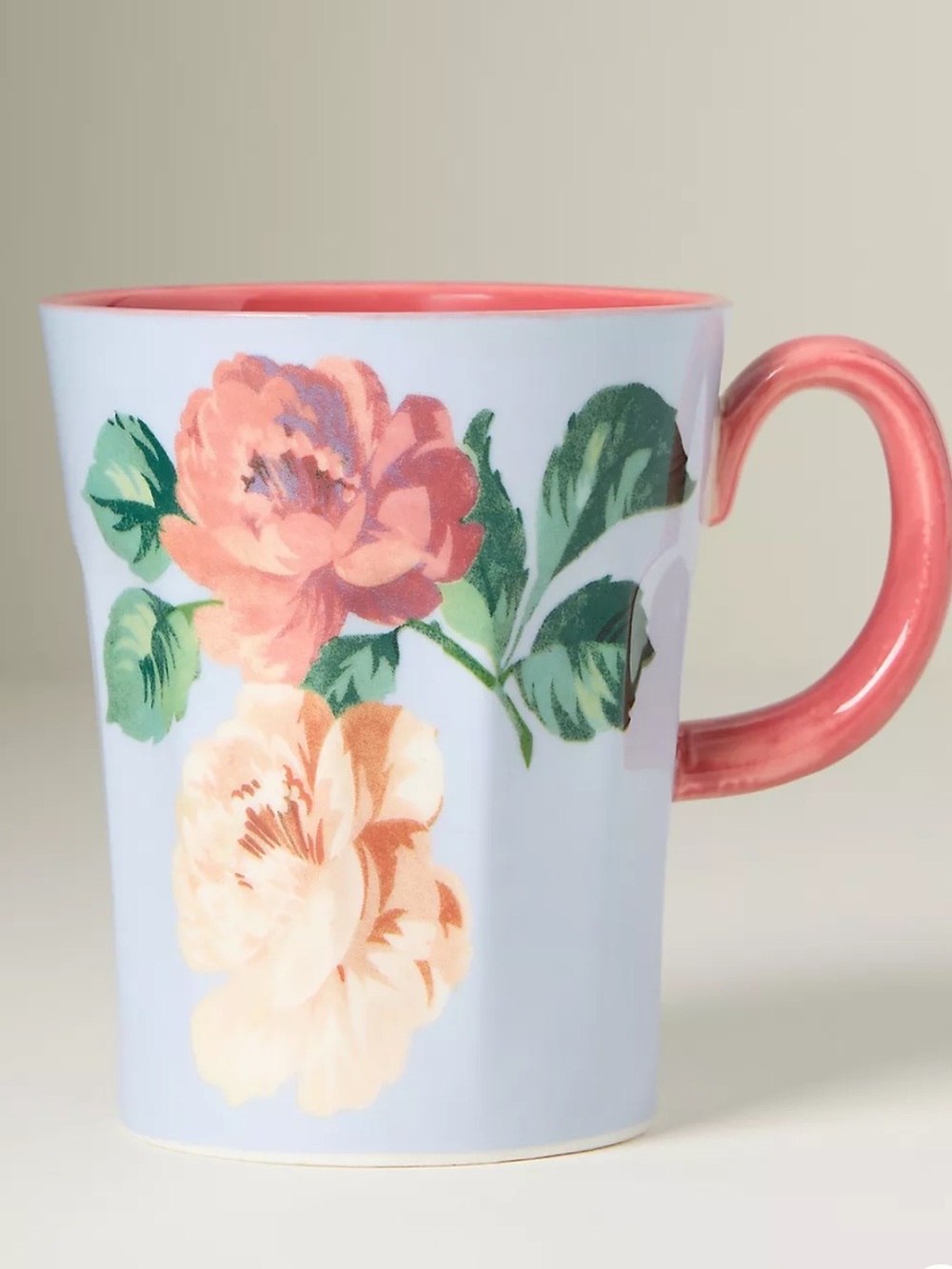 Anthropologie Maeve Chintzware Stoneware Mug Pink Roses - Picture 2 of 4